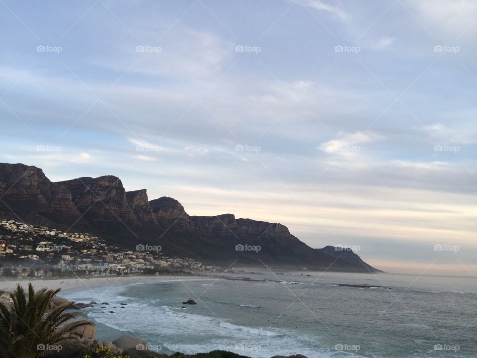 The beach on a drive by. Taken on a bus tour of Cape Town