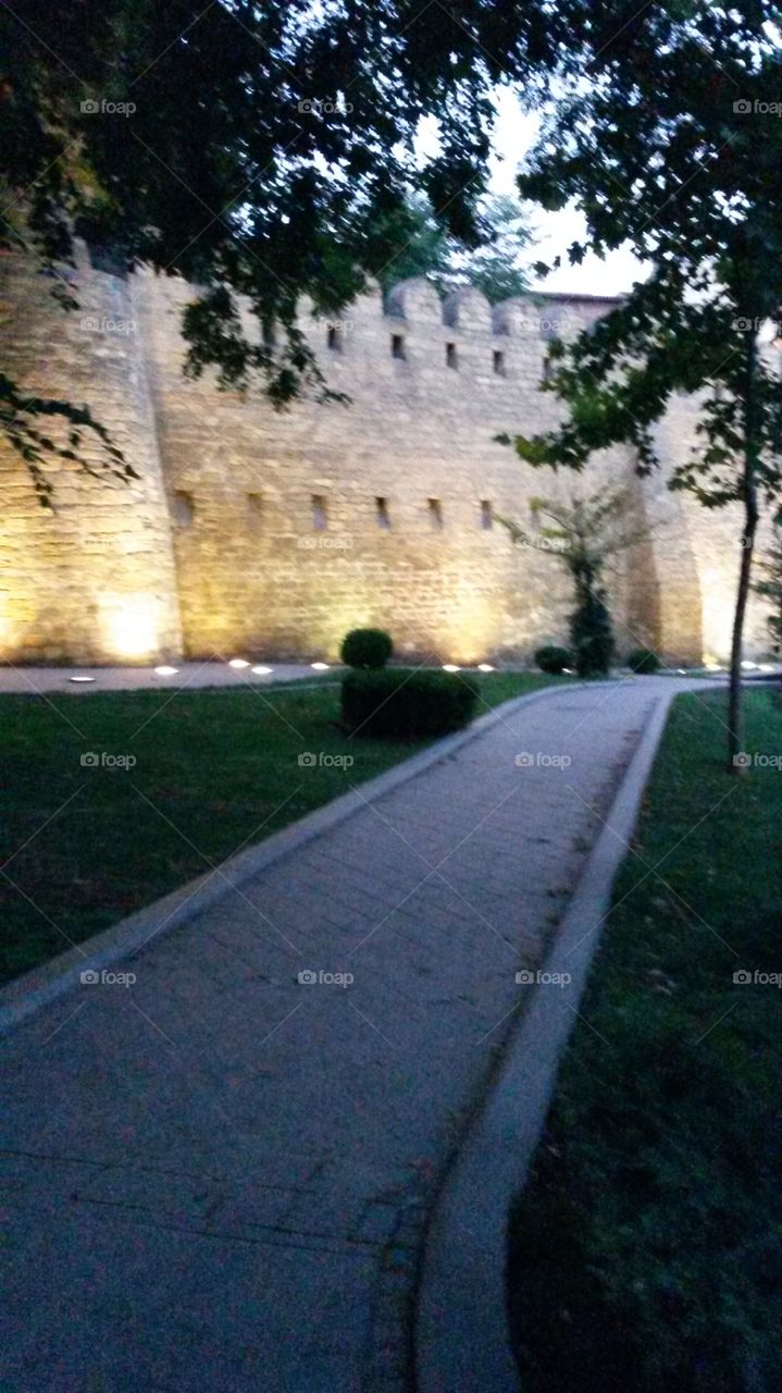 old city walls and path