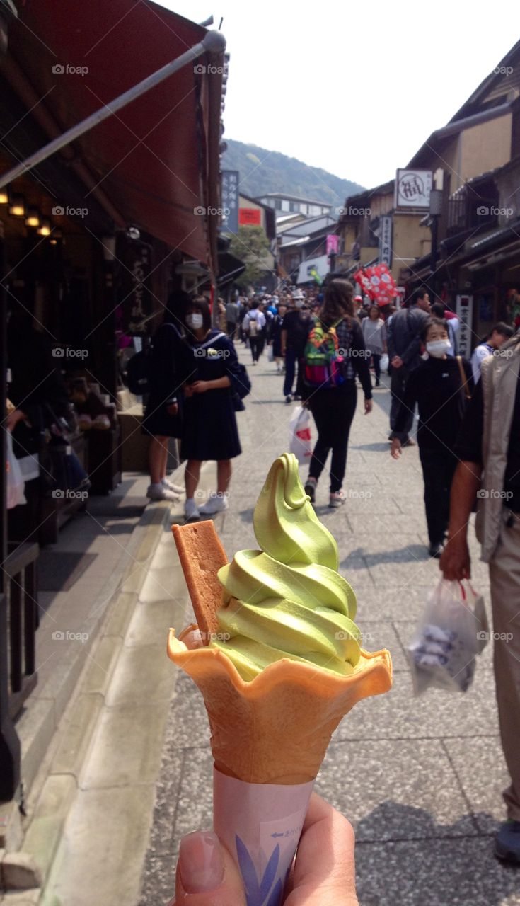 Green tea ice cream. Higashiyama-Ku, Kyoto, Japan 