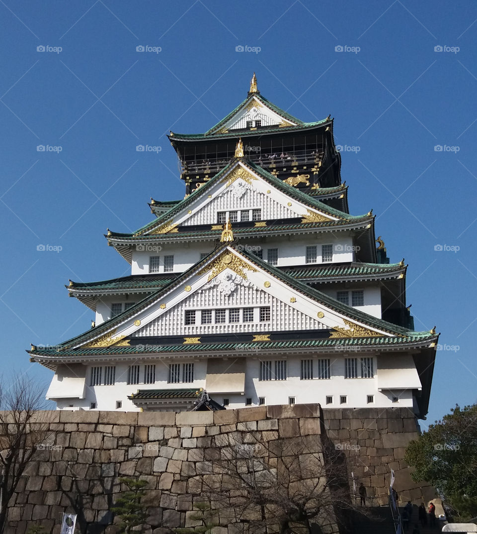 Osaka castle front view