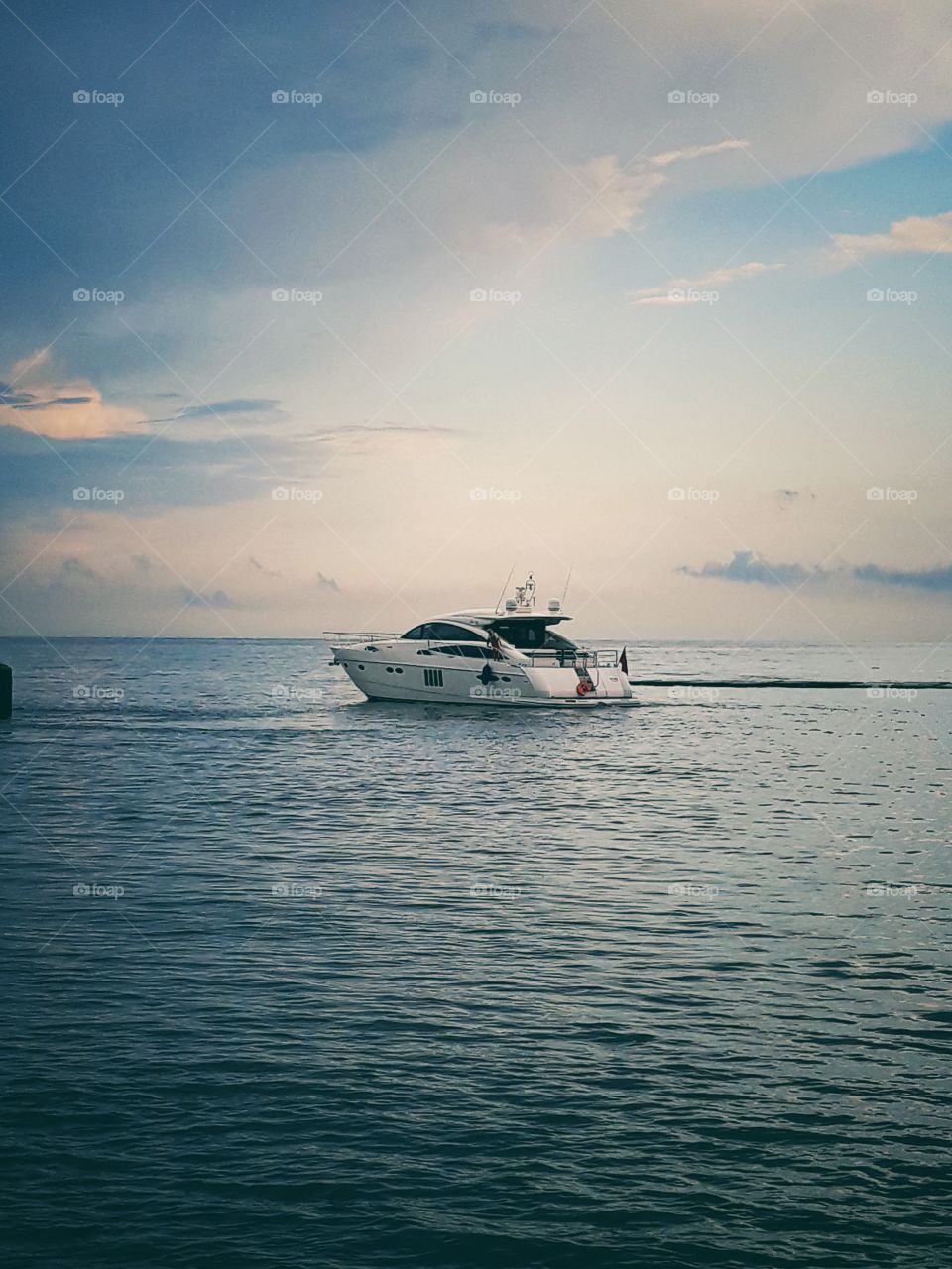 yacht, sea, sunset