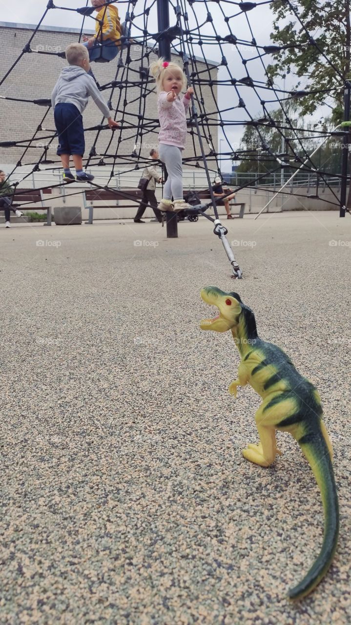 dinosaur on a playground