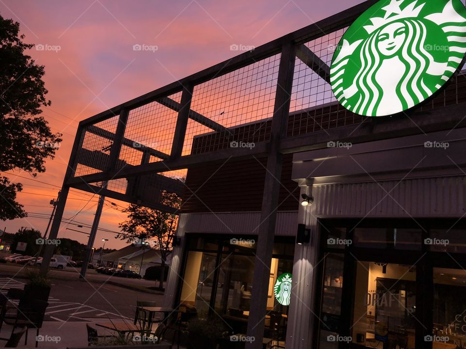 Starbucks sunset 
