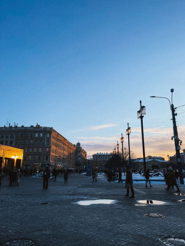 Sunset in the downtown 