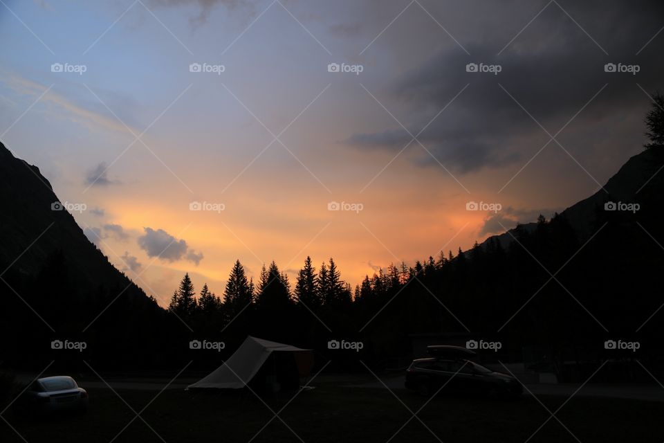 Camping sunset