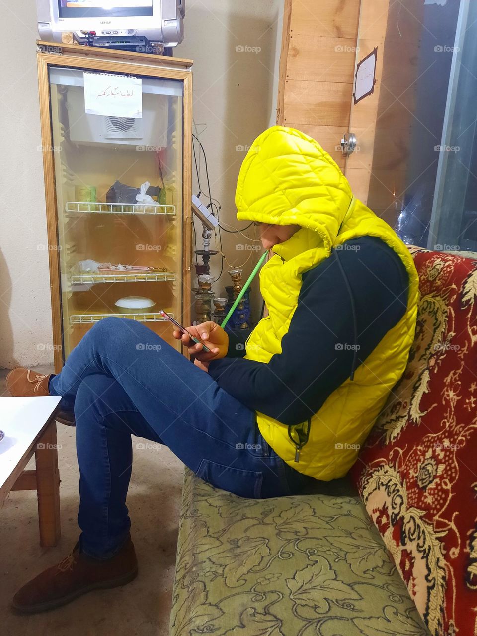 My friend in a yellow jacket