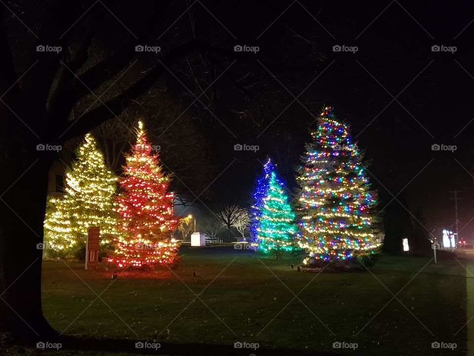 far away array of beautiful Christmas tree decorations