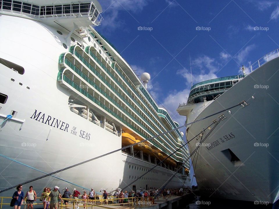 Mariner of the Seas & Rhapsody of the Seas day docked in the Caribbean 