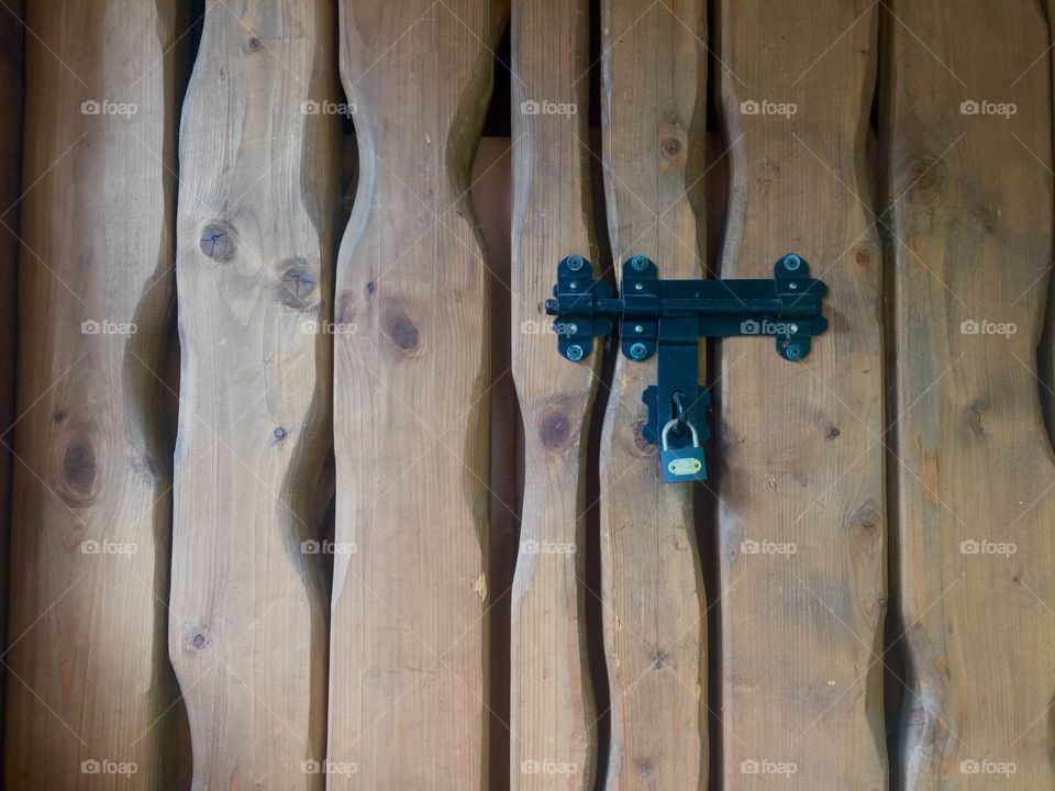 Wooden door and door lock 