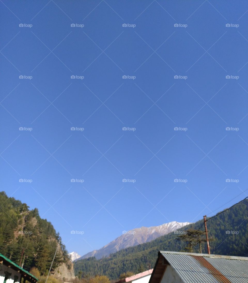 Wonderful view of snow capped mountains en route to Gangotri in the great Himalayan range