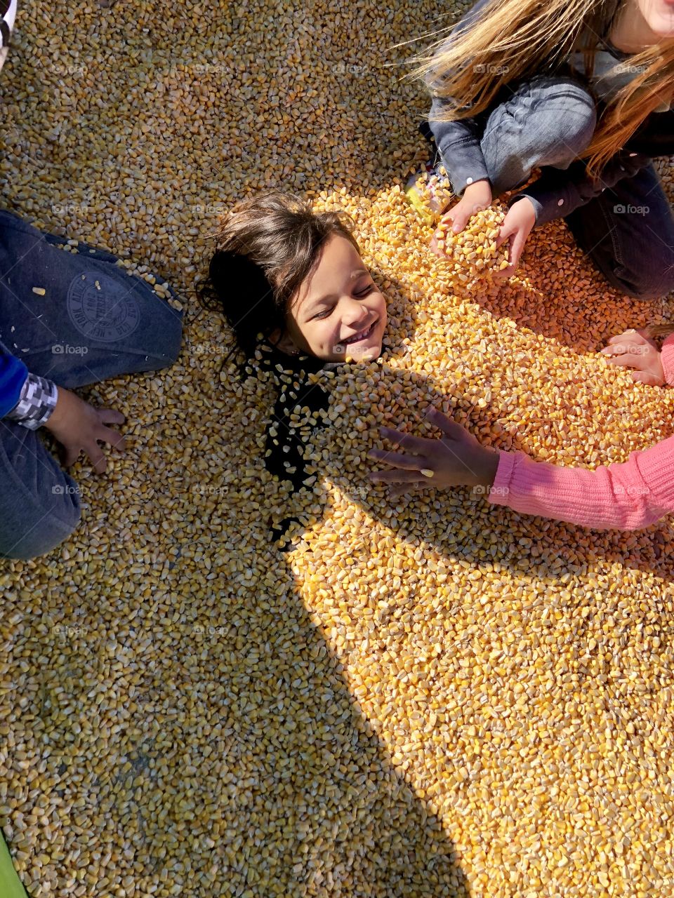 Playing in corn