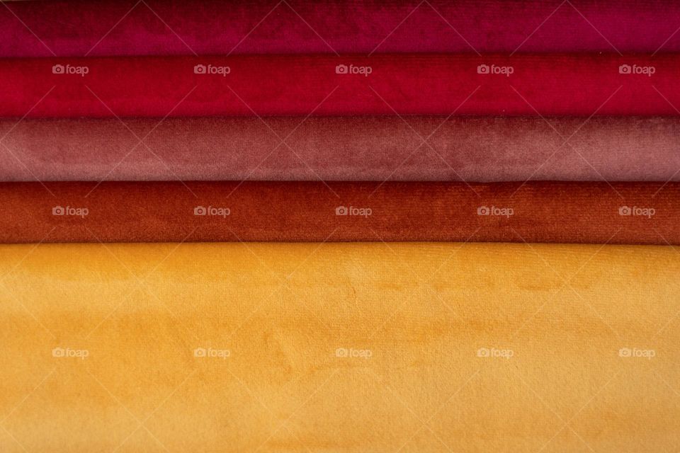 Set of fabric in autumn palette colors