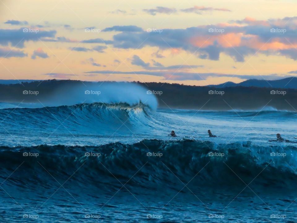 Waves at sunset