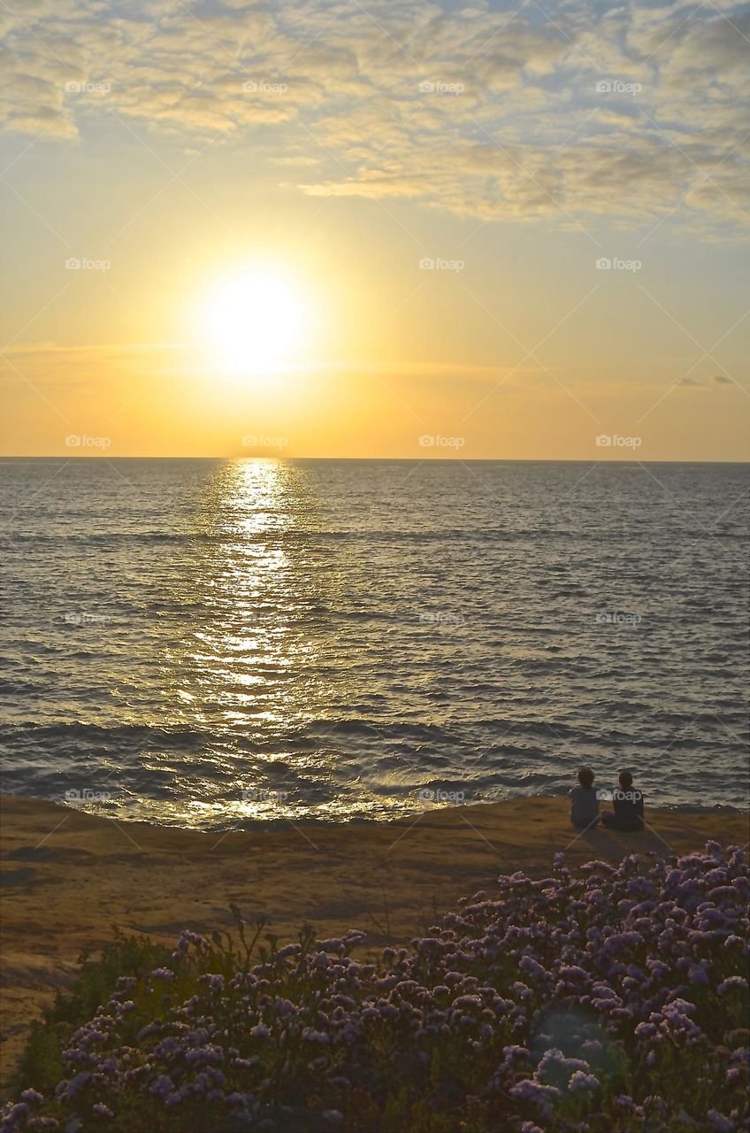 Blissful Californian sunny days with panoramic Pacific coast views in OB cliffs, San Diego, California. 