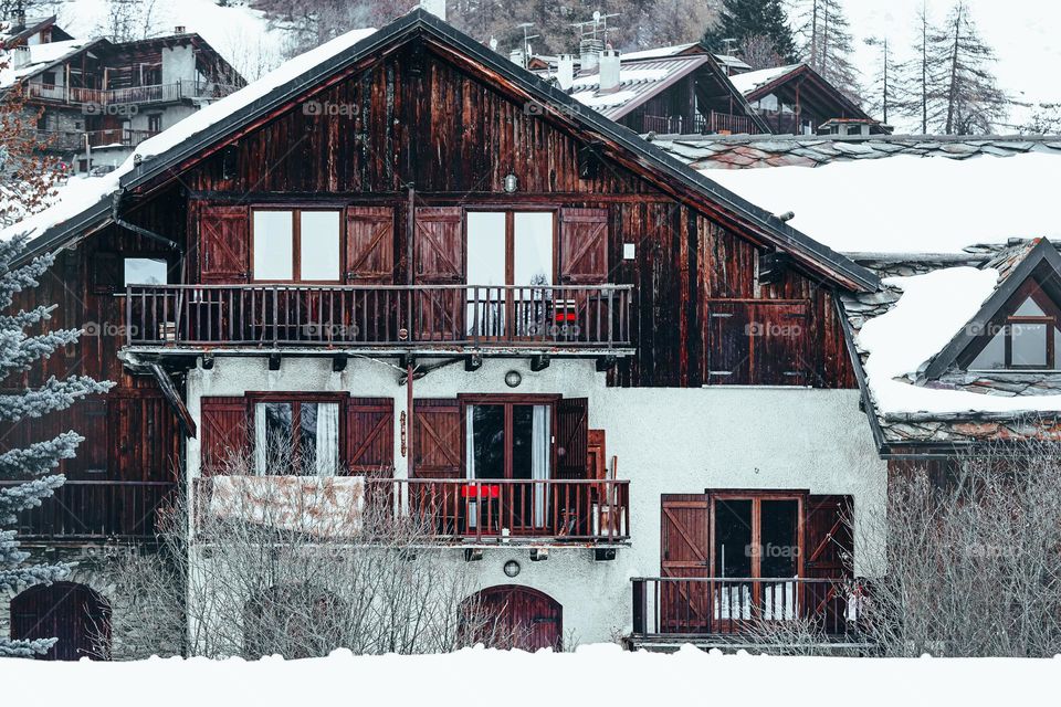 house in the snow