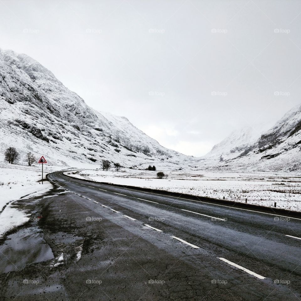 Road through the Scottish Highlands