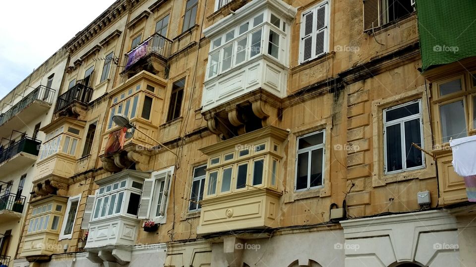 Typical balconies Valletta Malta