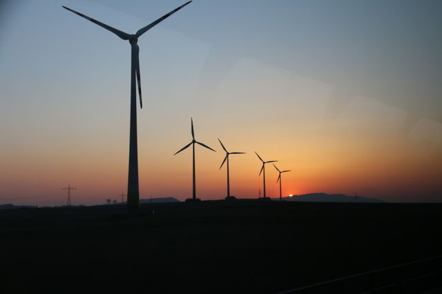 Aero Mills Energy at Sunset. Non stopping energy