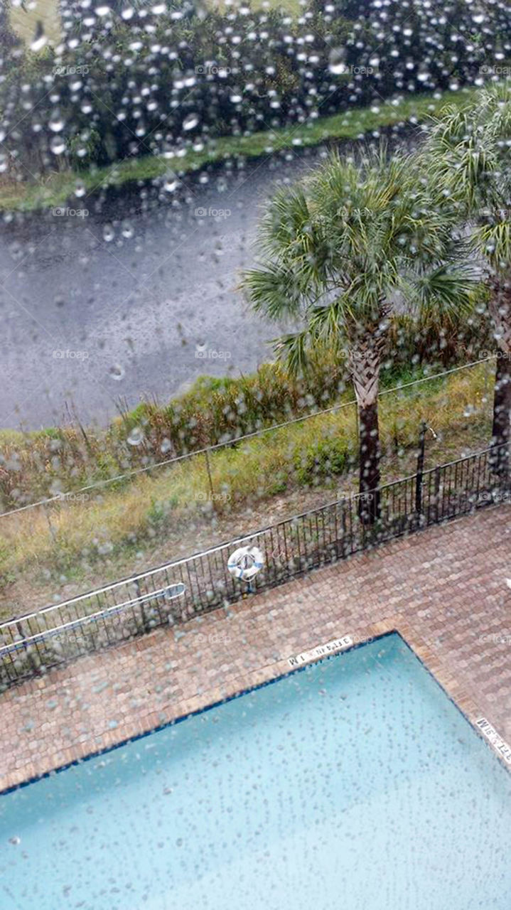 Rainy vacation day. all we can do is look at pool on this rainy vacation day