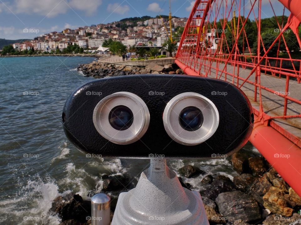 Wall-E was here. 
Took this picture in Eregli,  Turkey. I think this binoculars look quite funny. 