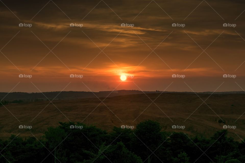 Full sunset landscape with natural light