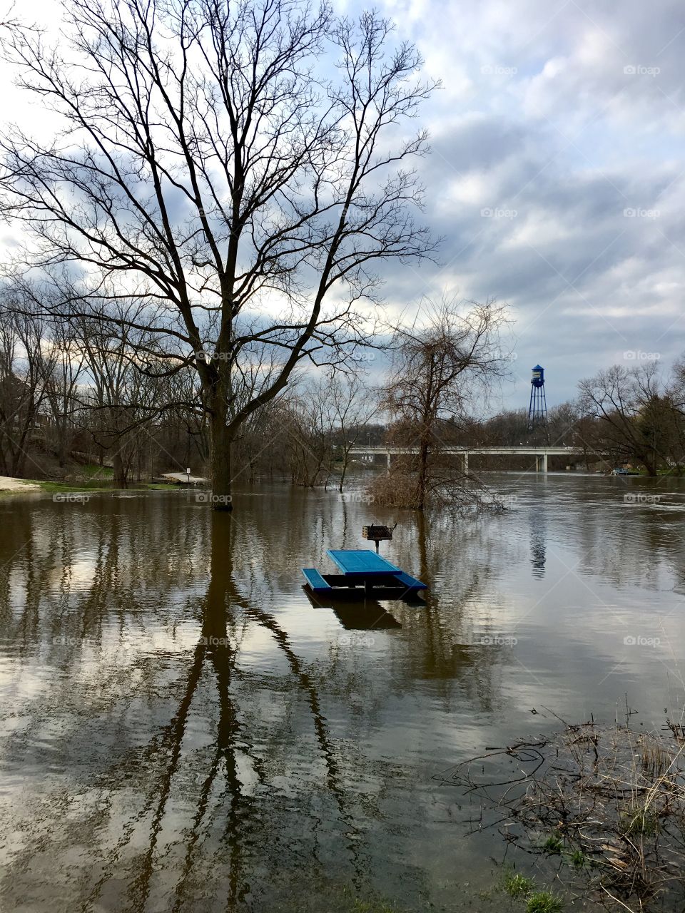Flooded table and water tower