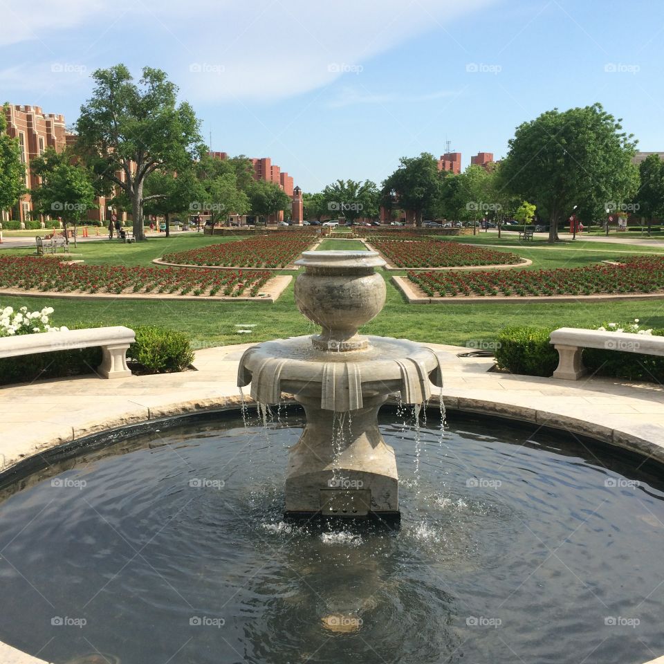 Fruitful Fountain. Fountain in the center of the south oval at the University of Oklahoma.