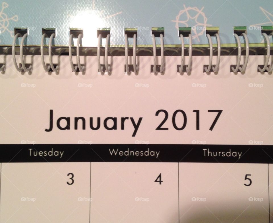 January 2017 calendar with ring binder
