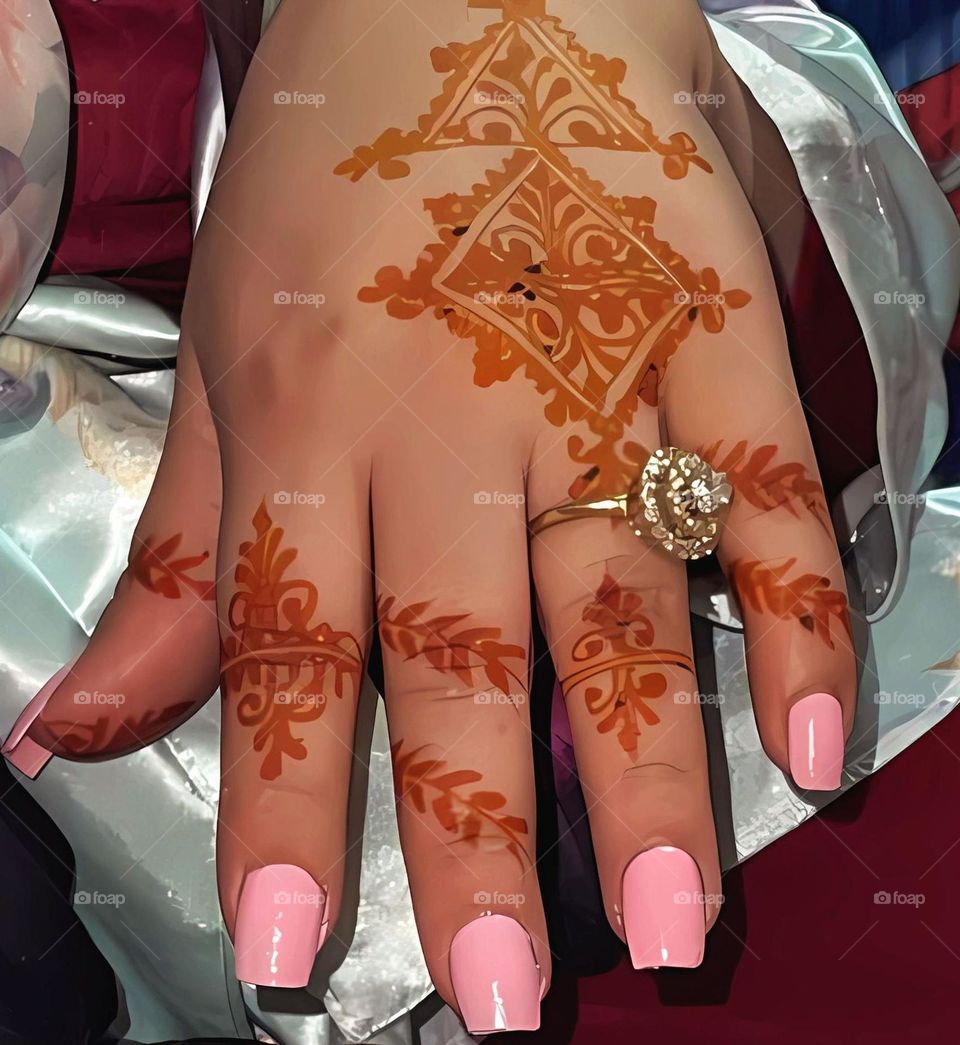 Painted nails and a hand painted