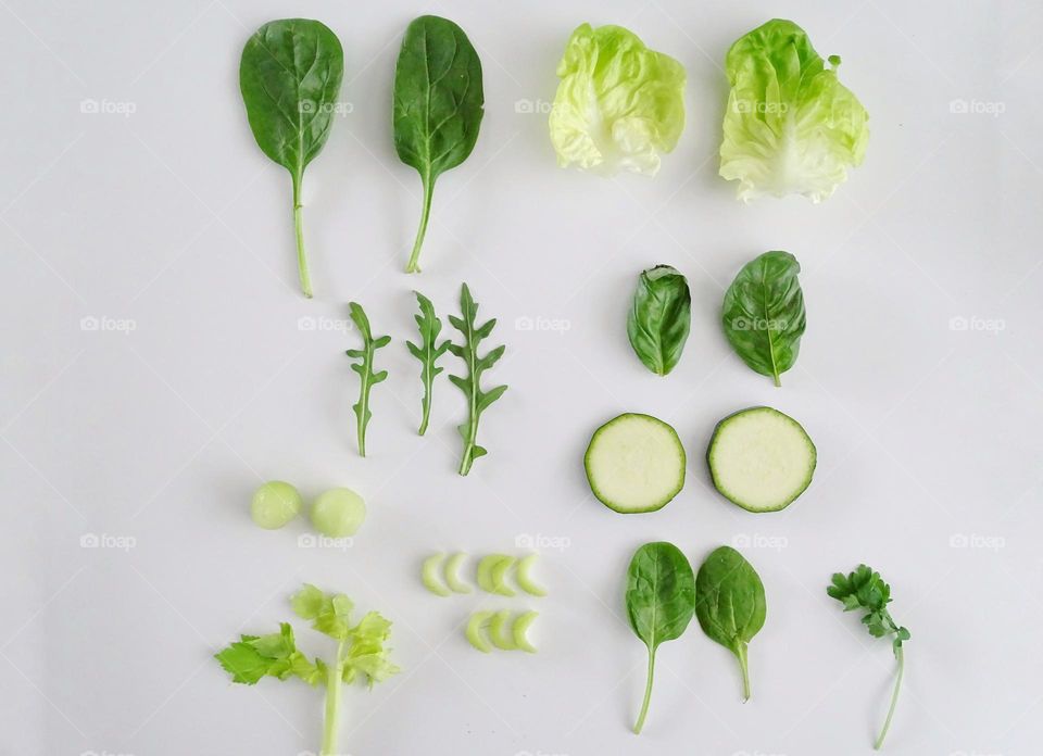 Green vegetables in a row