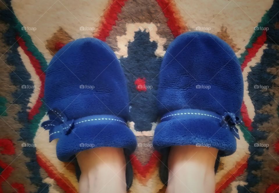 One of my favorite rituals is putting on my soft blue fuzzy house shoes when I get comfortable