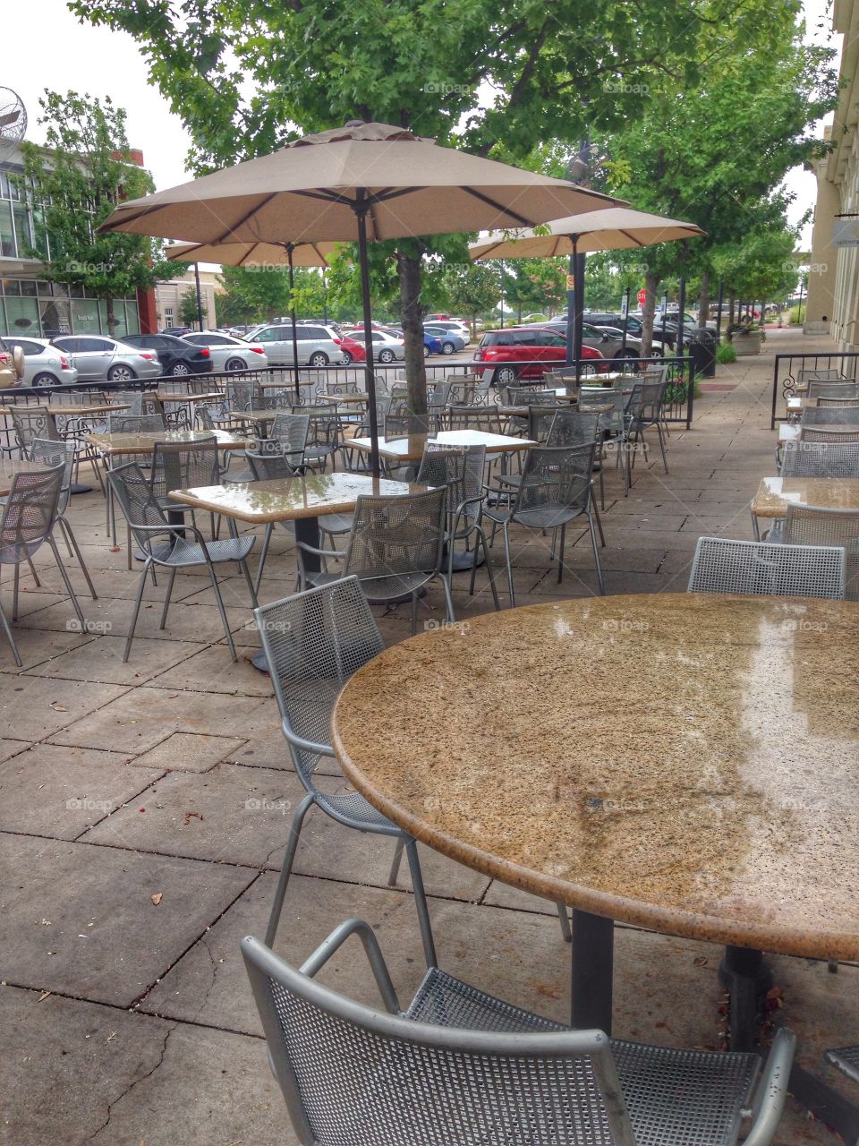 Date night. Empty tables on a restaurant patio