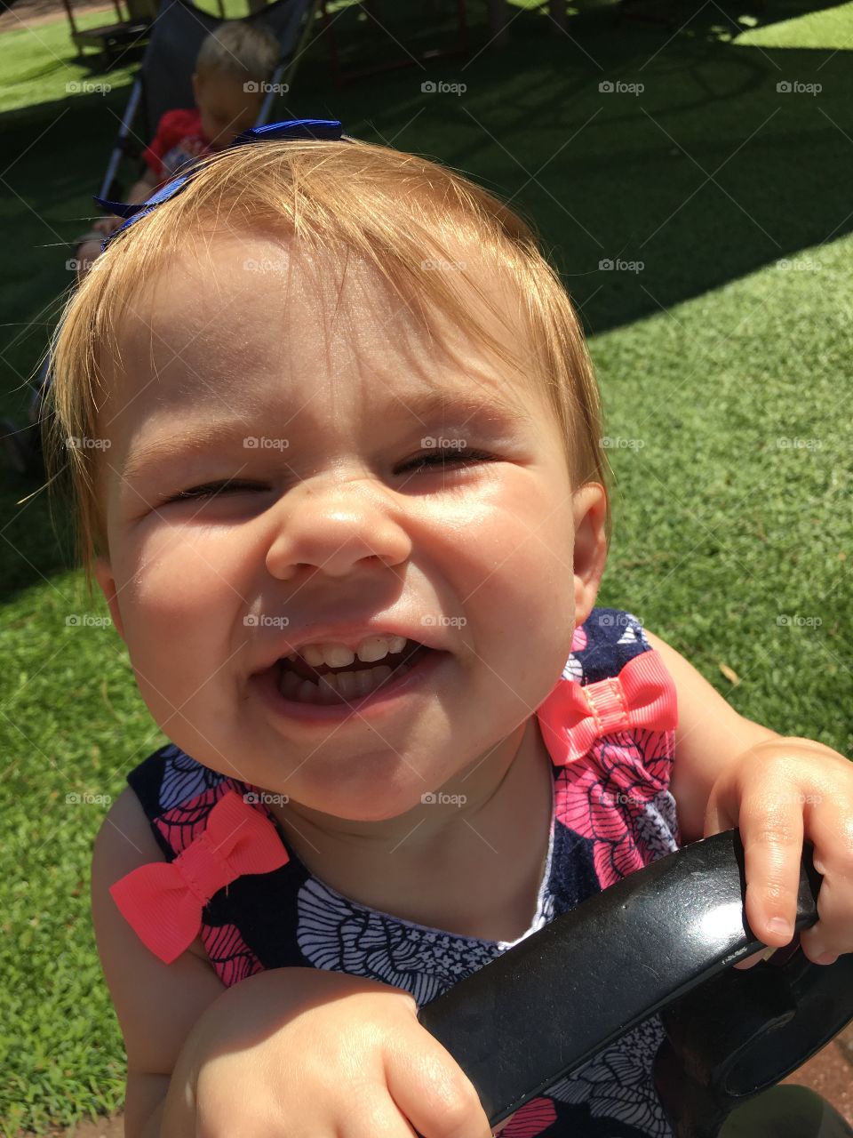 Close-up of a happy toddler girl