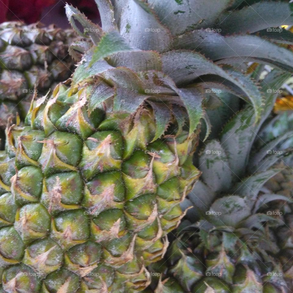 Fresh pineapple on market