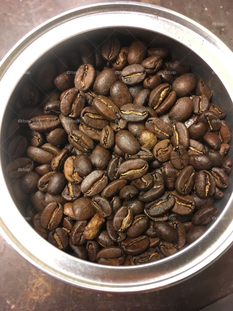 Freshly roasted coffee beans. 