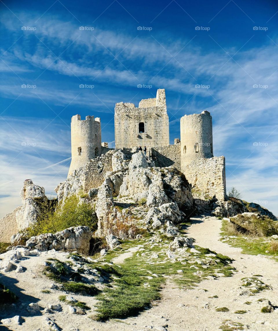 The Castle of Rocca Calascio is a mountaintop fortress or rocca in the municipality of Calascio, in the Province of L'Aquila, Abruzzo, Italy.