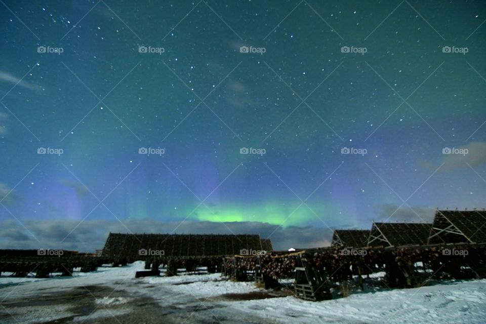 Northern Lights over the fishing village