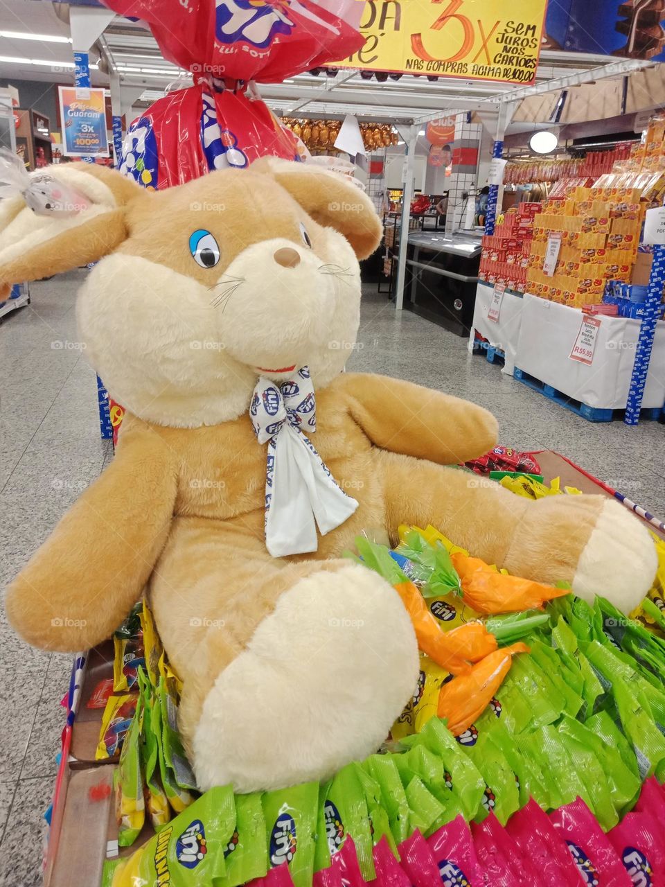 Big Easter bunny in a supermarket