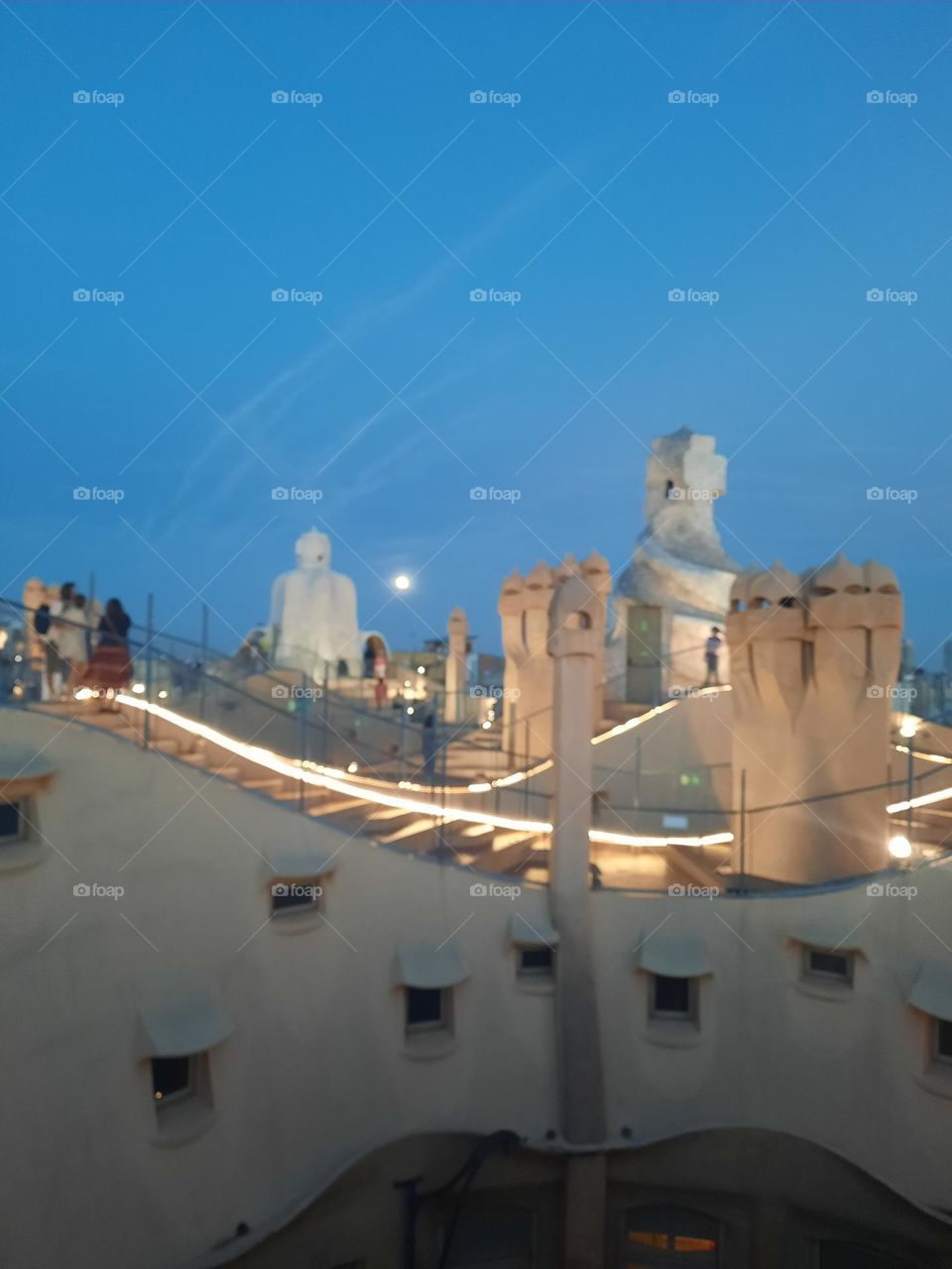 pedrera terrace with full moon