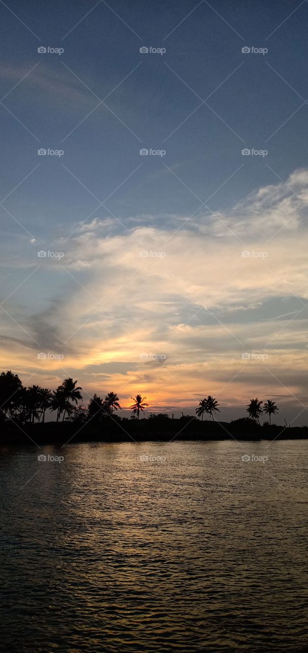 sunset on a river side