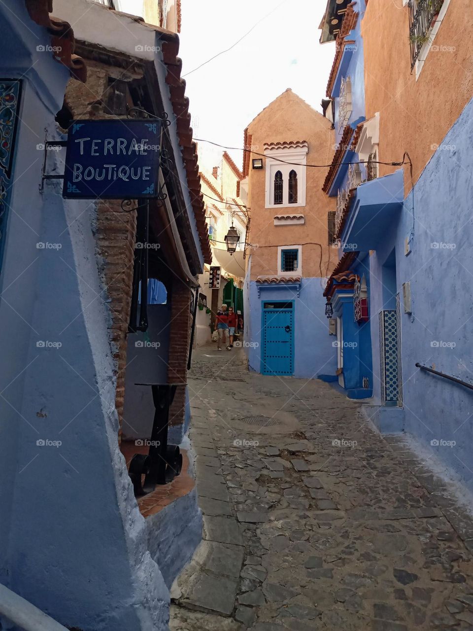 Alleys of chefchaouen city in morocco