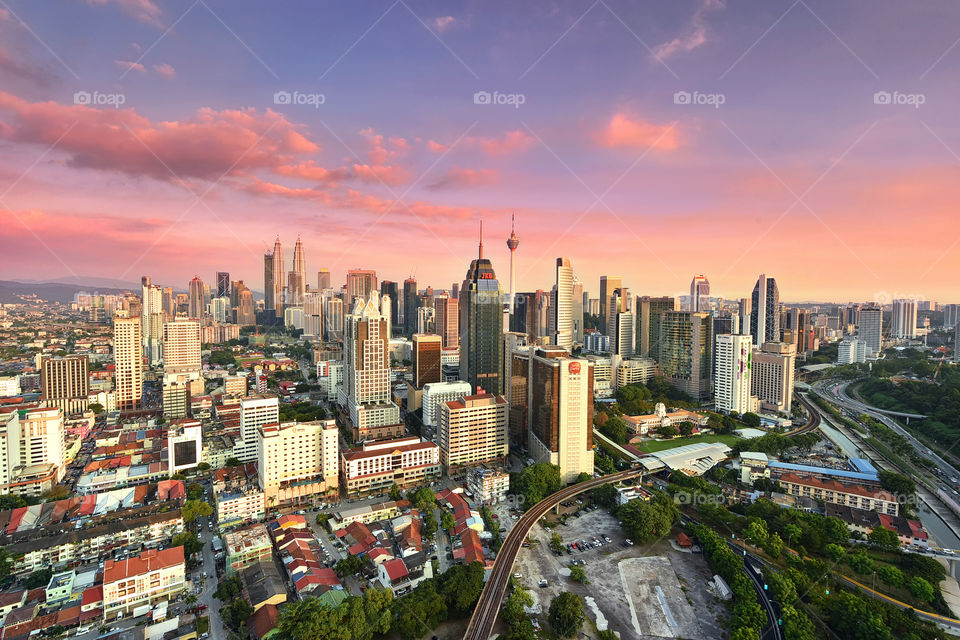 Kuala Lumpur cityscape sunset view