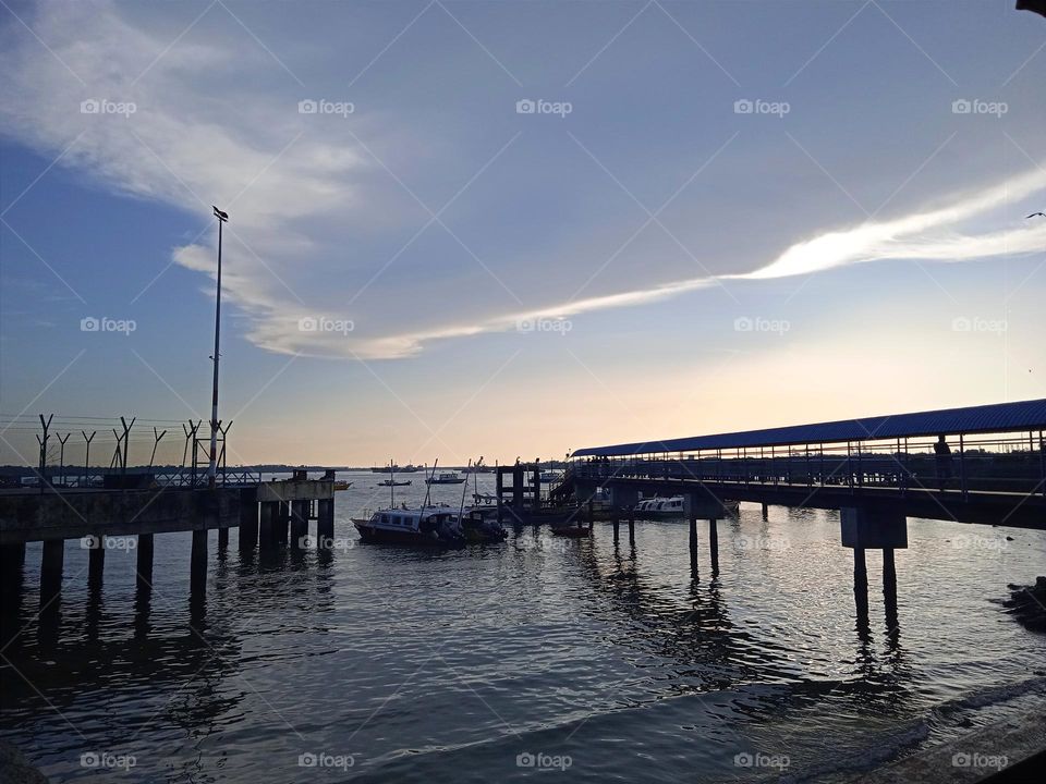 Pier and the boat.