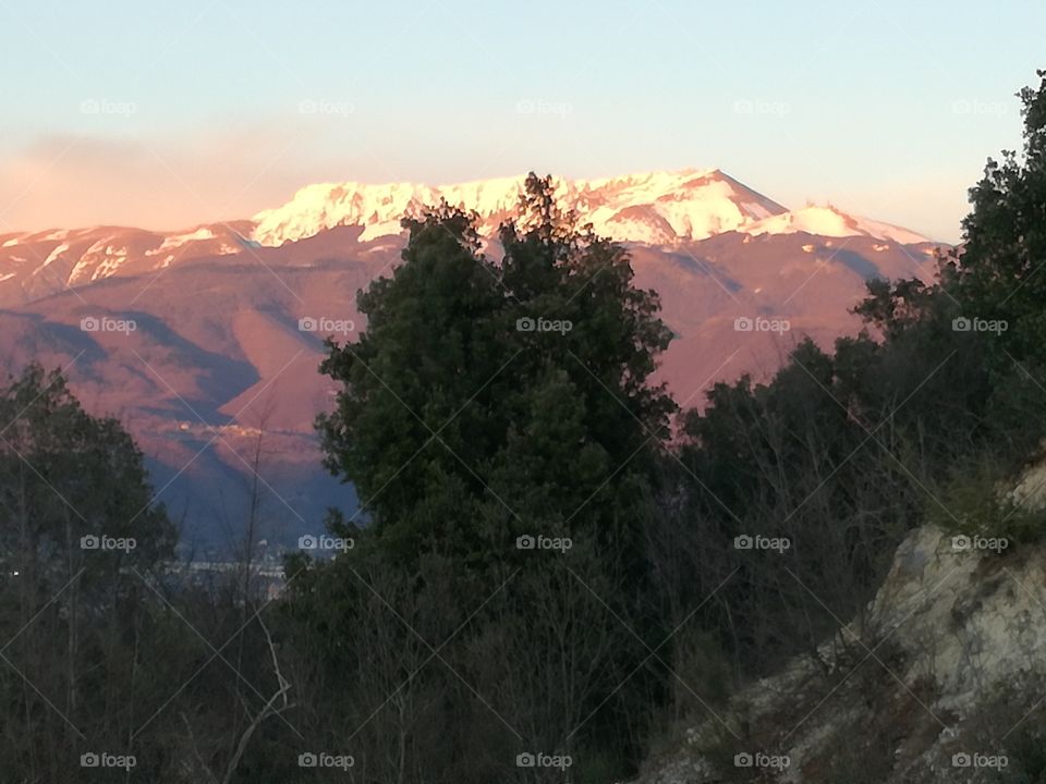 The Terminillo mountain in front of the sunset