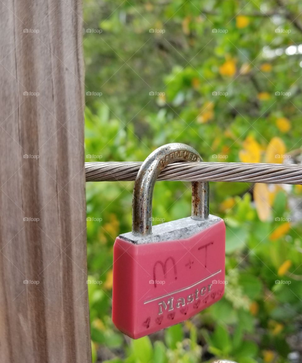 Pink love lock