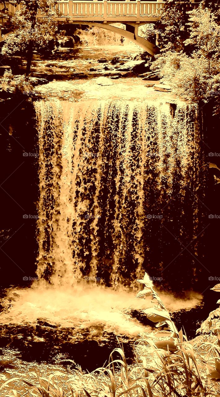 monochrome beautiful waterfall in Minnesota forest
