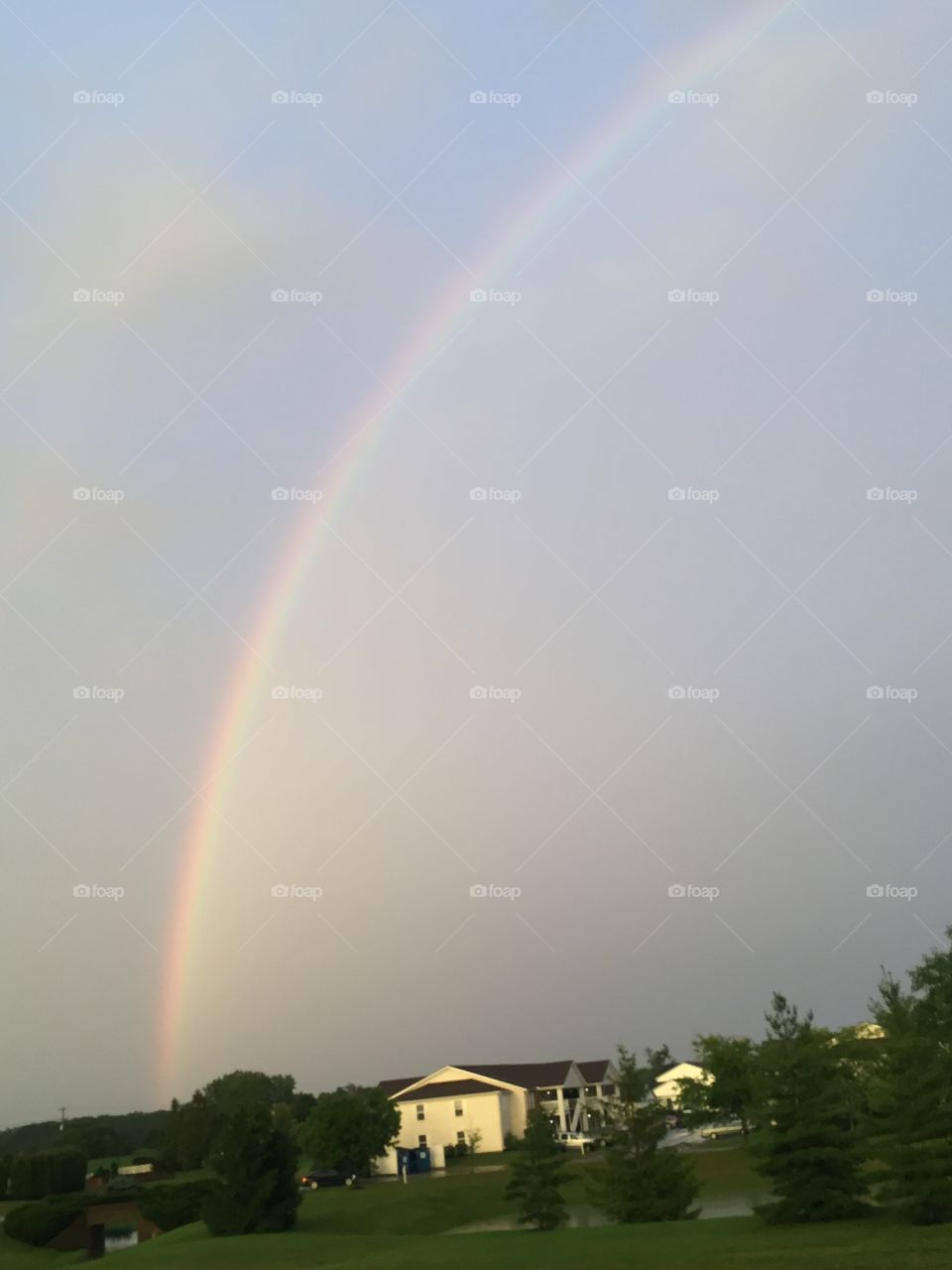 Rainbow in a cloudy sky