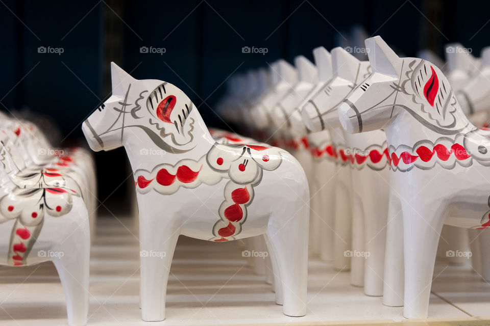 Dala Horse. Dalecarian Horse. Must have handmade and painted wooden souvenir, toy from Sweden.