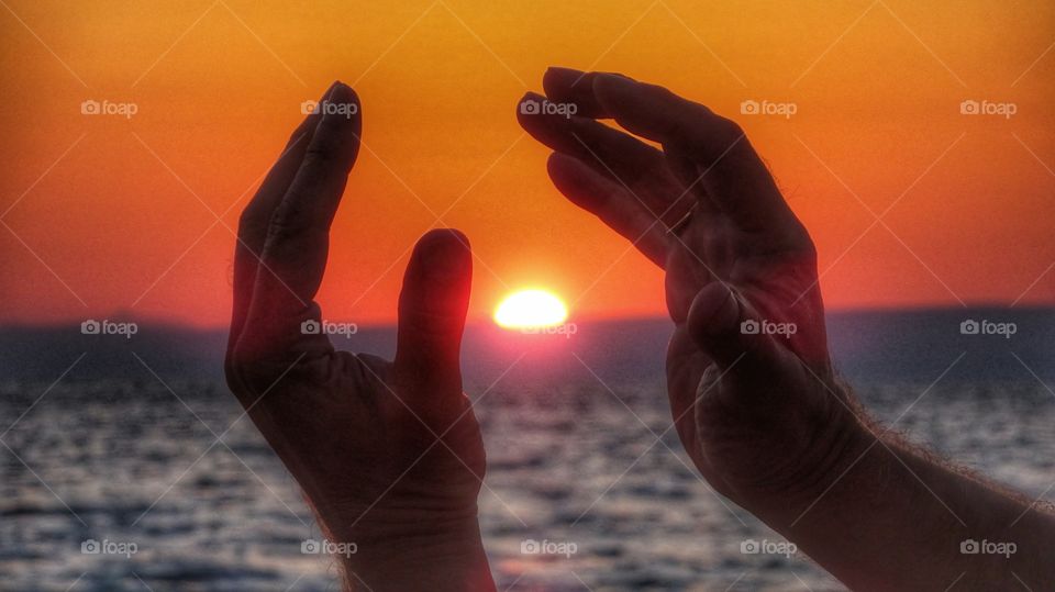 Sunset on Hands. Sunset on Hands