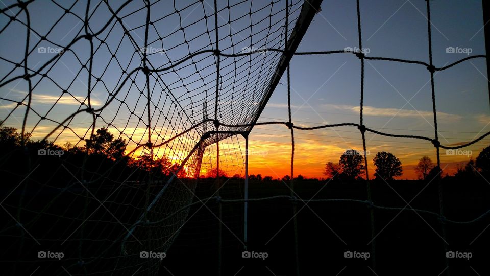 net sky Sunshine outdoors soccernet at sunset in Dublin Ohio